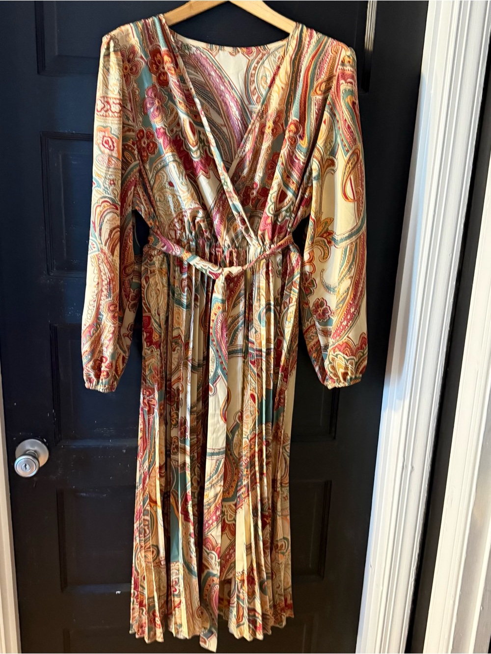 Boho Paisley Midi Dress in Cream and Red and orange
